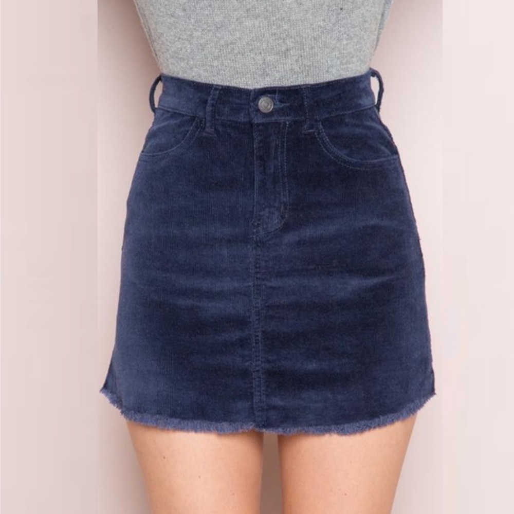Brandy Melville Navy Blue Corduroy Mini Skirt